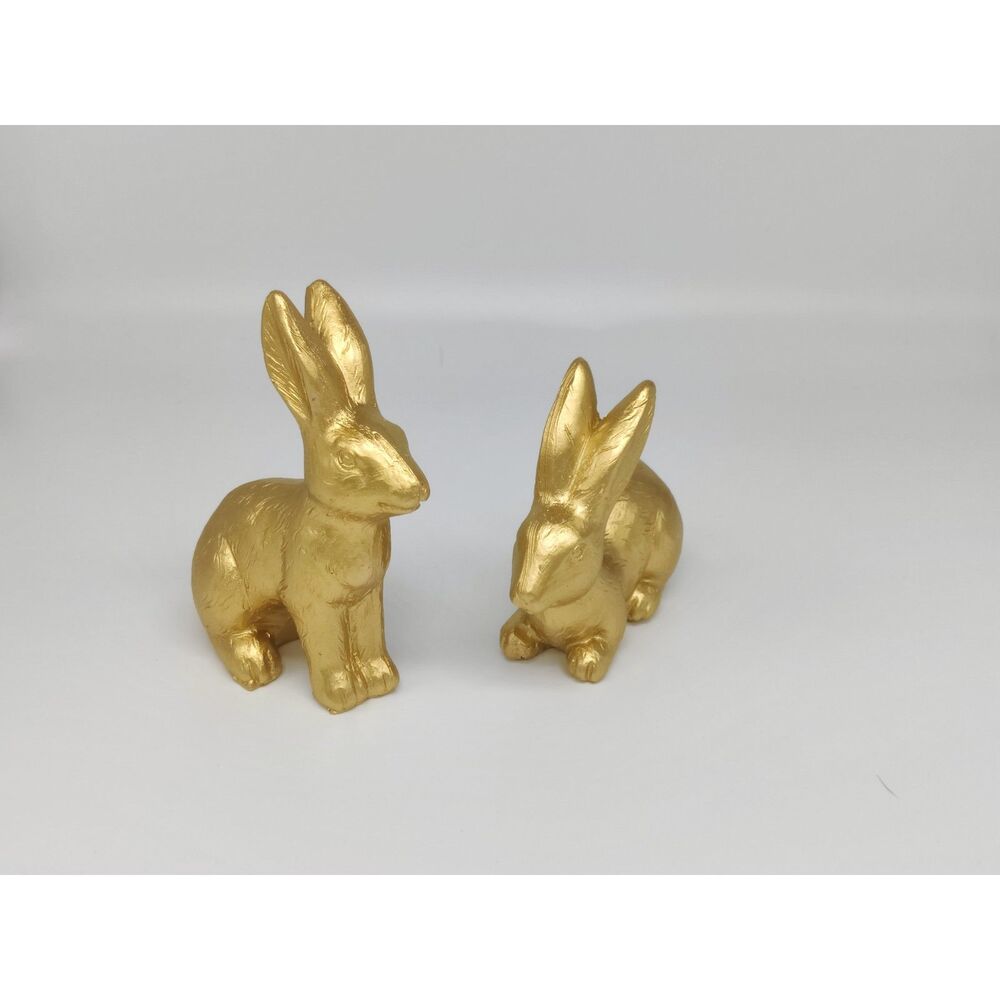 Gold Tone Easter Bunny Rabbit Decor Figurines